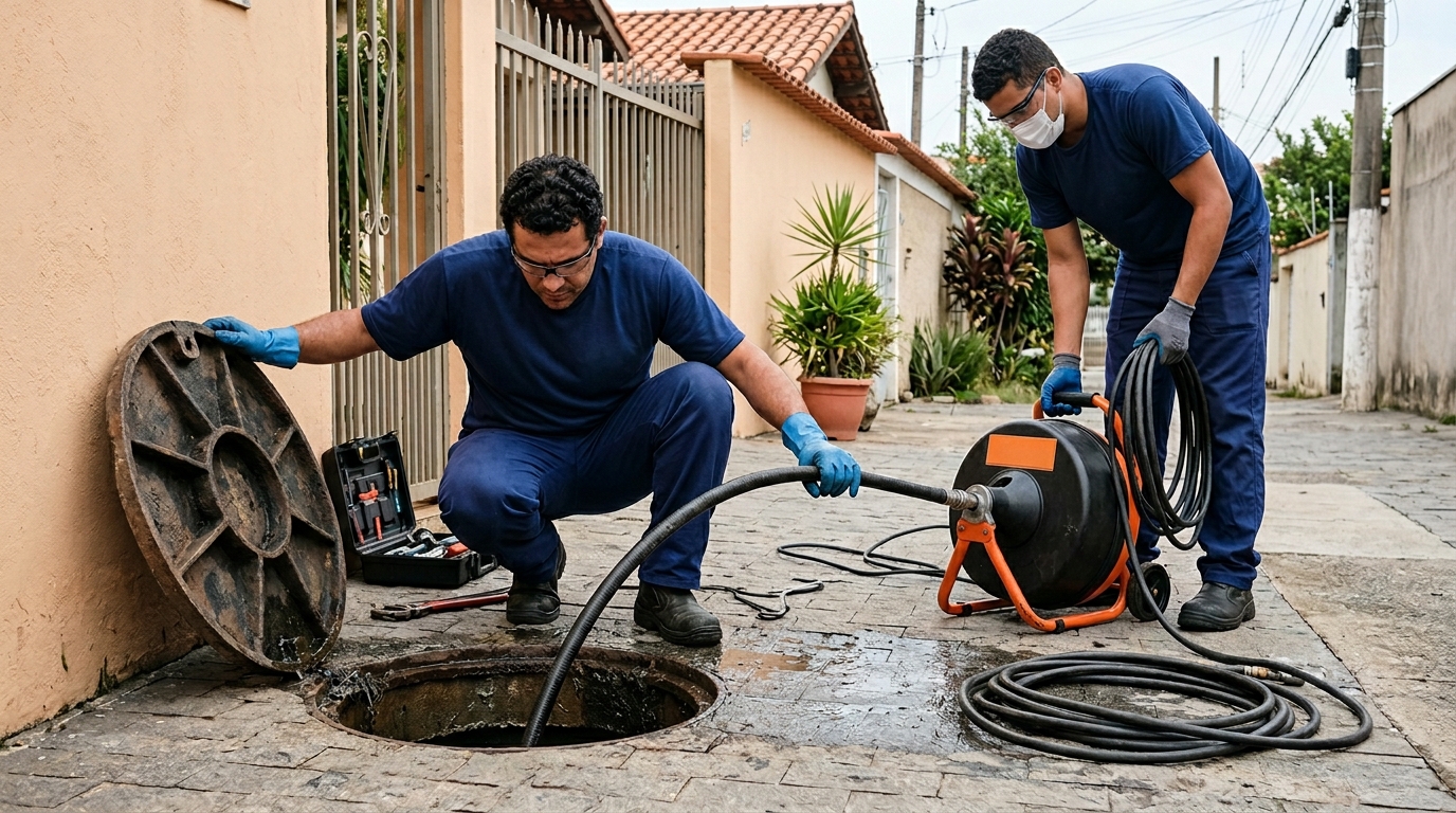 Desentupidora atendendo em residência em Serra-ES
