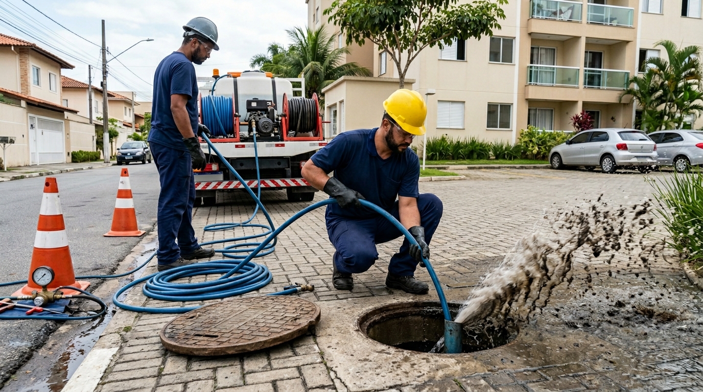 Equipe de hidrojateamento em Serra-ES